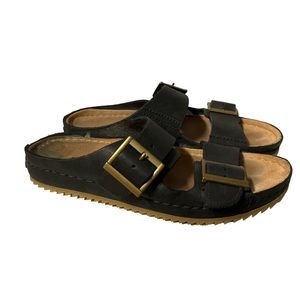 Clarks Brookleigh Sun Sandals Black Women's 8 Double Strap Slides Mules Flats